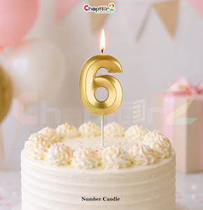 Number 6 Birthday Candle – Gold 2.5 Inch Cake Topper Candle