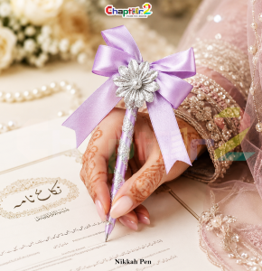 Lavender Luxury Nikkah Pen with Silver Floral Brooch for Wedding Ceremony