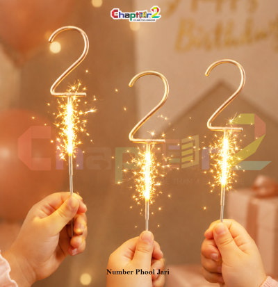 7.5 Inch Number 2 Sparkler Candle – Golden Number Cake Fountain Candle | Birthday Cake Topper Sparkler |