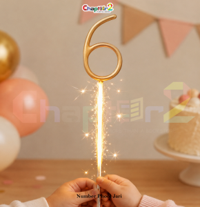 7.5 Inch Number 6 Sparkler Candle – Golden Number Cake Fountain Candle | Birthday Cake Topper Sparkler |