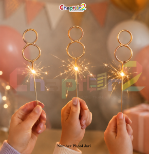 7.5 Inch Number 8 Sparkler Candle – Golden Numeral Cake Fountain Candle | Birthday Cake Topper | Chapter2.pk