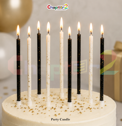 Black & White Birthday Cake Candles – 12 PCS Premium Slim Party Candles | Elegant Cake Decoration |