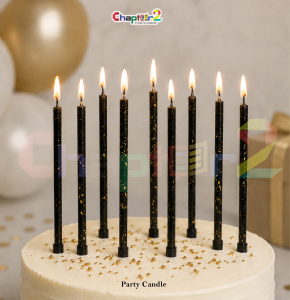 Black & Gold Birthday Cake Candles – 12 PCS Premium Slim Party Candles | Elegant Cake Decoration |