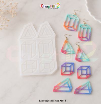 This Geometric House Earrings Silicone Mold is perfect for making resin beads and crafting!
