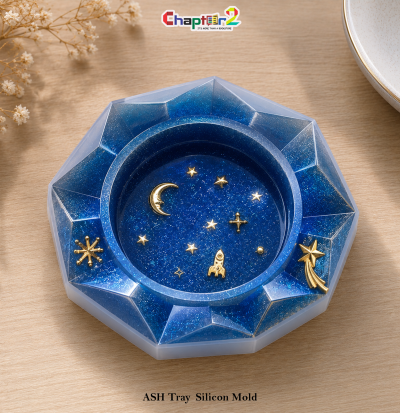 Ashtray Silicone Mold for Resin Casting – Round Geometric Epoxy Resin Ash Tray Mold
