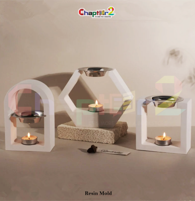 Premium Geometric Candle Holder Resin Mold for DIY Epoxy Crafts | Silicone Mold for Home Décor