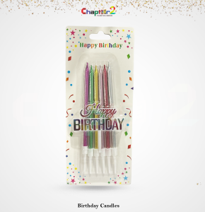 Pack of 6 Multicolor Metallic Birthday Cake Candles – Happy Birthday Party Candles Set