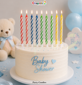 24 PCS Multicolor Birthday Cake Candles – Classic Stripe Party Candles Set | Decorative Cake Candles | Chapter2.pk
