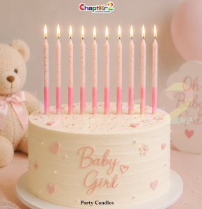 Pink Glitter Birthday Cake Candles – Decorative Party Candles Set with Holders | Cake Decoration |
