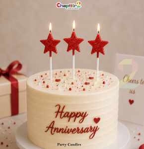 Pack of 4 Red Glitter Star Birthday Candles – Decorative Cake Candles for Birthday & Party Decoration