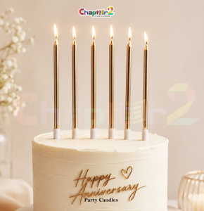 Pack of 6 Rose Gold Metallic Birthday Cake Candles – Premium Long Party Candles for Cake Decoration