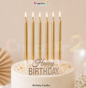 Pack of 6 Golden Birthday Cake Candles – Metallic Happy Birthday Party Candles