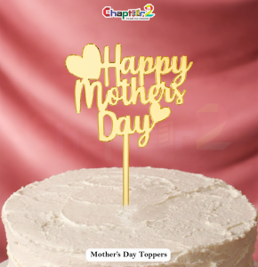 Happy Mother’s Day Cake Topper – 7 Inch Gold Acrylic Heart Design Topper