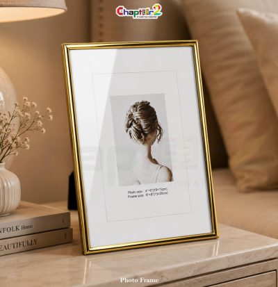 Golden Metal Photo Frame 6x8 Inch with 4x6 Inch Photo Size