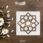 Beautiful Islamic Geometric Square Stencil for DIY Crafts & Paintings - 8x8-inch