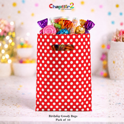 Red Polka Dot Party Loot Bag – 10x7 Inch Gift Bag for Birthday Return Gifts