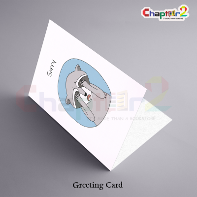 "Sorry" Cute Embarrassed Raccoon Hiding Face Apology Sorry Greeting Card 3 11b 5