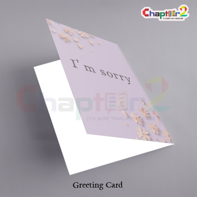 delicate pressed pastel floral petals i'm sorry greeting card on lavender