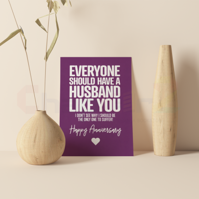 anniversary card featuring everyone should have a husband like you funny purple design