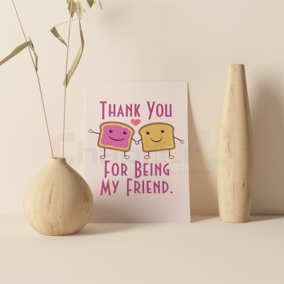 cute peanut butter and jelly toast holding hands thank you greeting card