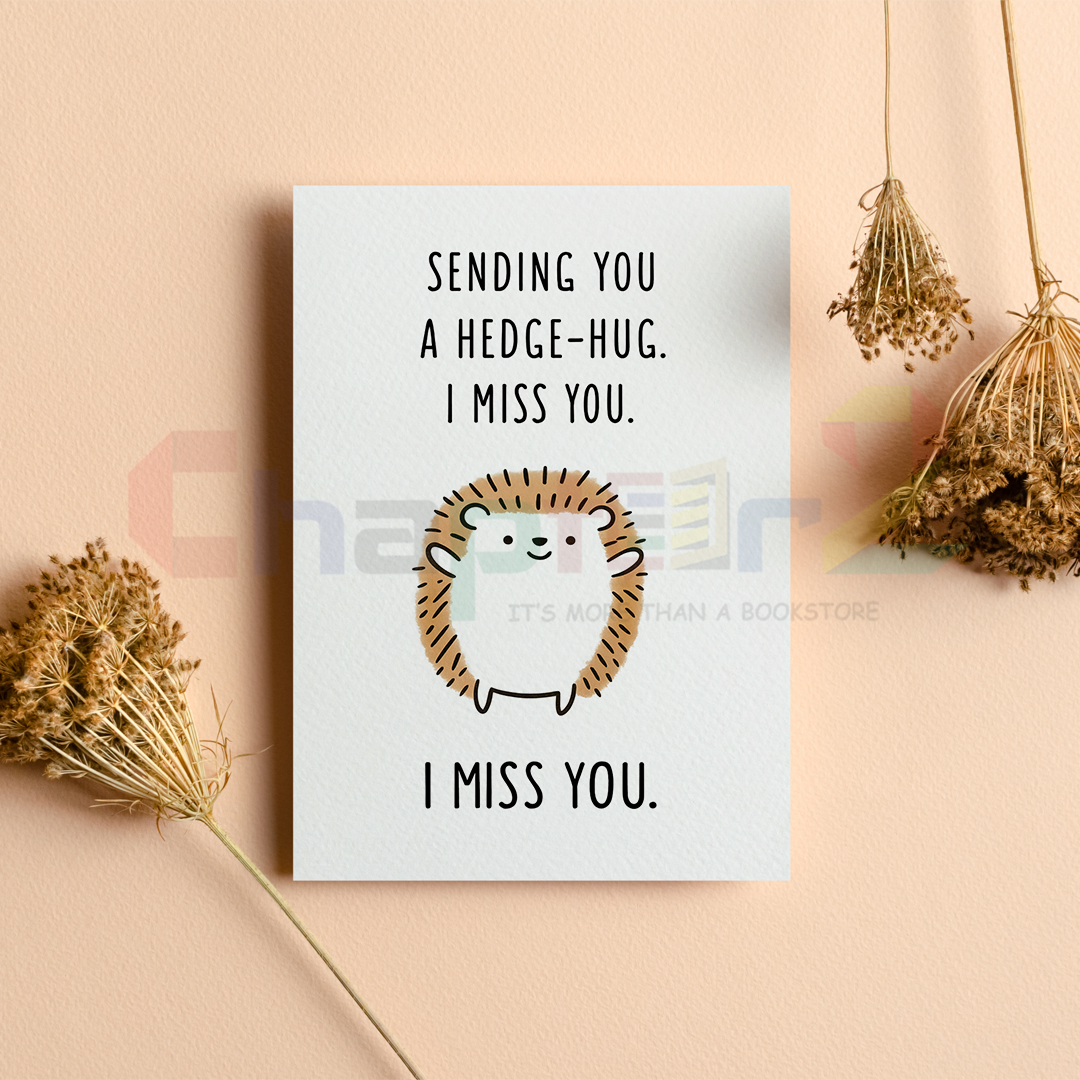 20d cute cartoon hedgehog sending you a hedge hug i miss you greeting card