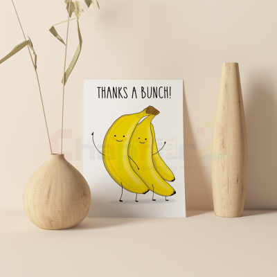 cute smiling cartoon bananas bunch thanks a bunch pun thank you greeting card