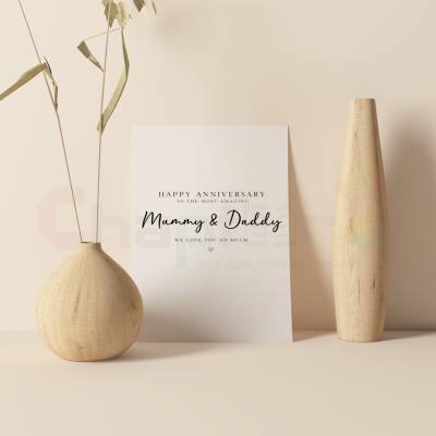 anniversary card featuring to the most amazing mummy and daddy minimalist design