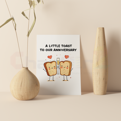 anniversary card featuring a little toast to our anniversary cute design