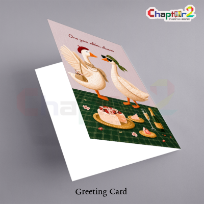 Happy Birthday Greeting Card with Chic Geese, Picnic Cake, and "One Year Older, Classier" Design 4 29a 1