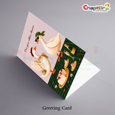 Happy Birthday Greeting Card with Chic Geese, Picnic Cake, and "One Year Older, Classier" Design 3 29b 1