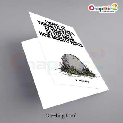 "I Want To Throw This Rock At Your Face" Funny Sarcastic Long-Distance Greeting Card 2 36c