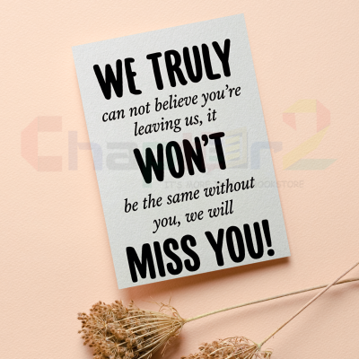 bold black typography we truly can not believe youre leaving us we will miss you greeting card