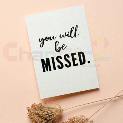 minimalist black typography you will be missed i miss you greeting card