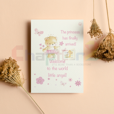 baby girl greeting card featuring the princess has finally arrived ballerina bear design