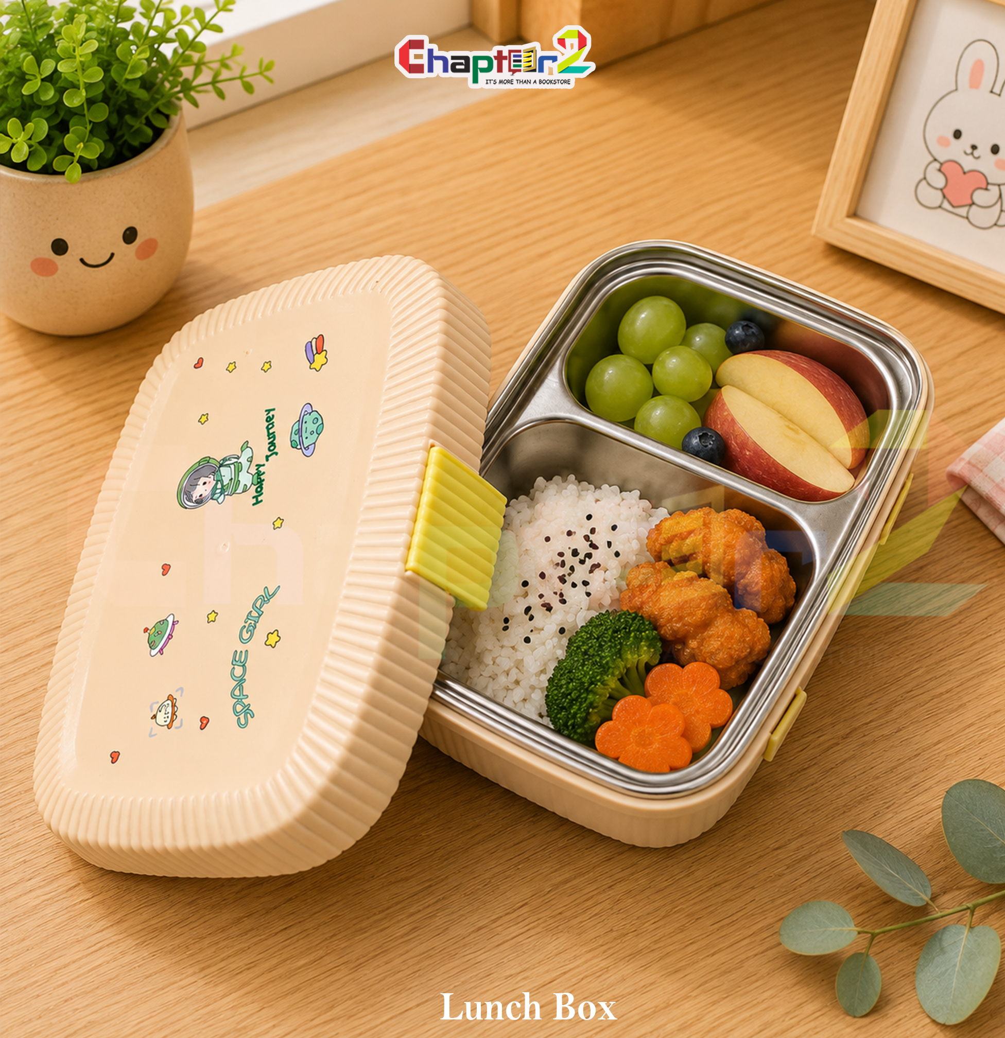 51045593 (0a) open space girl stainless steel bento kids lunch box