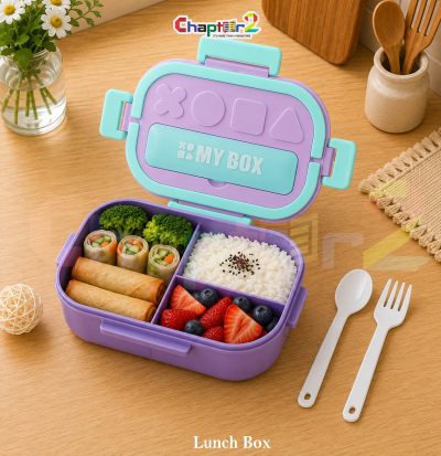 open gamer shapes purple and mint green bento kids lunch box with 3 compartments