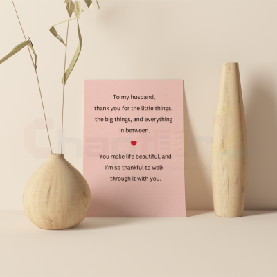 anniversary card featuring to my husband pink minimalist design