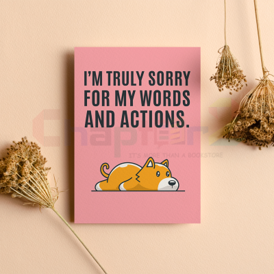 cute apologetic puppy dog lying down i'm truly sorry for my words and actions sorry greeting card