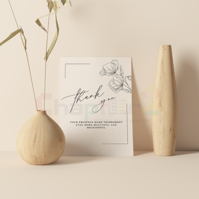 elegant floral line art thank you greeting card with your presence made this moment beautiful quote