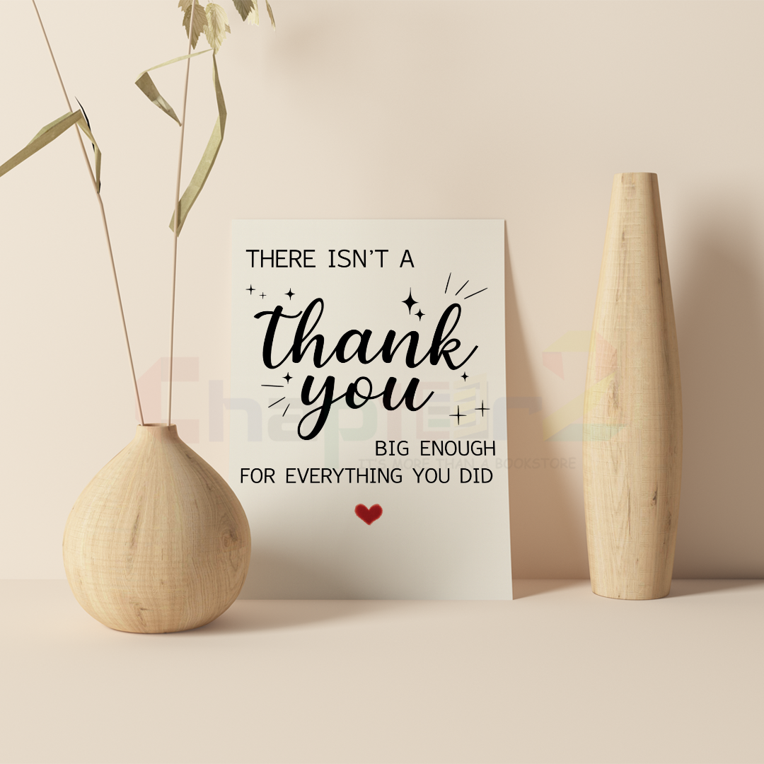 9d elegant there isn't a thank you big enough greeting card with sparkles and red heart