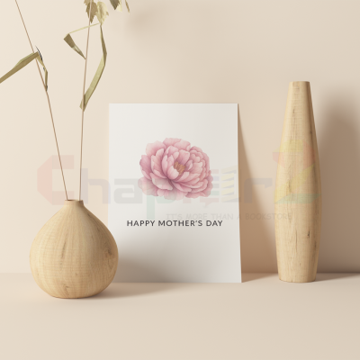 soft pink blooming peony flower happy mothers day greeting card