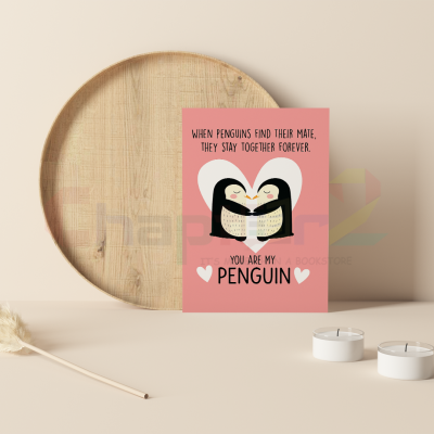 cute penguin couple you are my penguin i love you greeting card