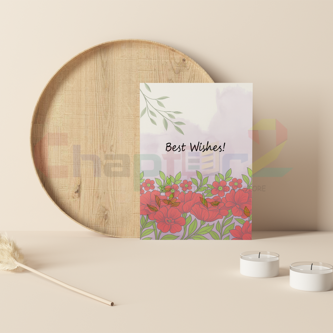 card-11d best wishes greeting card featuring red floral meadow design