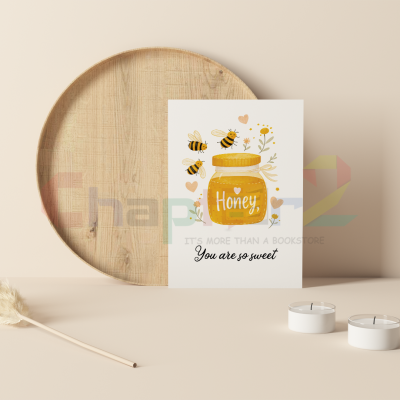 cute honey jar and bumblebees honey you are so sweet i love you greeting card