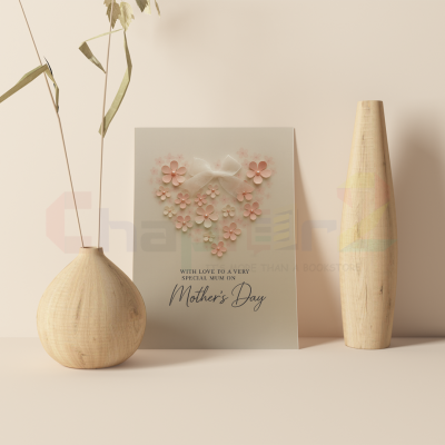 pastel pink floral heart with white ribbon bow with love to a very special mum mothers day greeting card