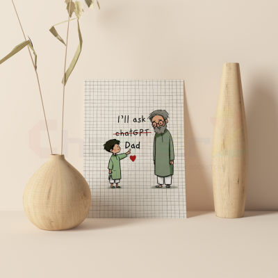 ill ask dad fathers day greeting card featuring modern tech humor illustration