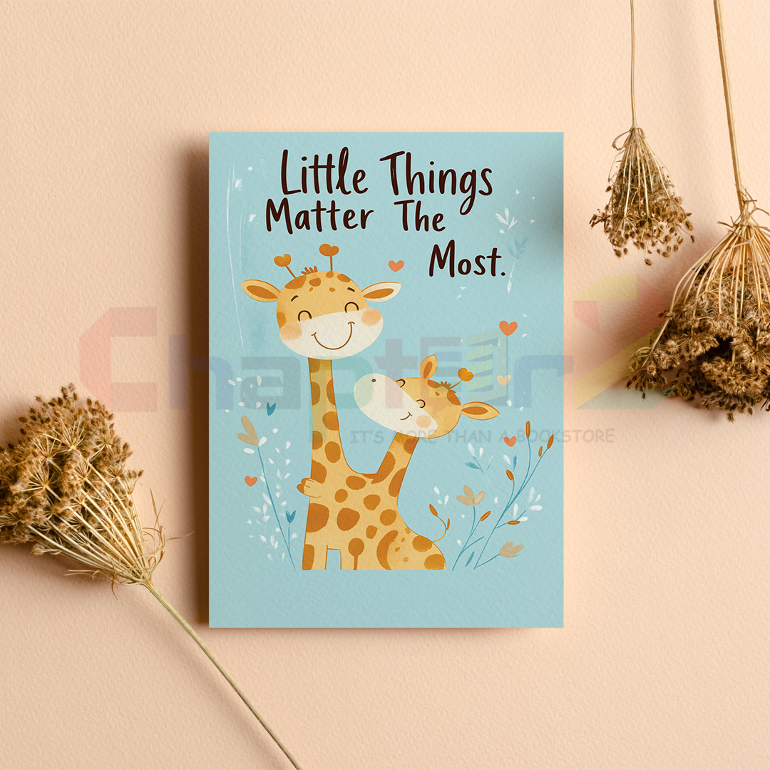 card-15d new baby greeting card featuring little things matter the most giraffe design
