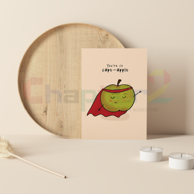 best wishes greeting card featuring superhero cape apple design