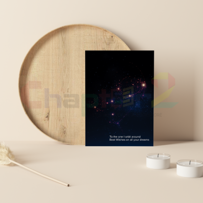 best wishes greeting card featuring celestial starry night orbit design