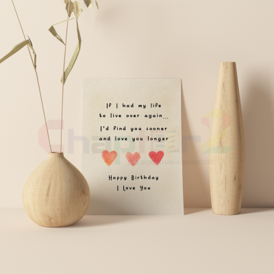 romantic watercolor hearts happy birthday greeting card featuring love quote